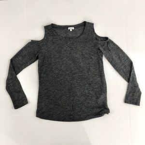 SPLENDID Melange Cold Shoulder Top Charcoal S